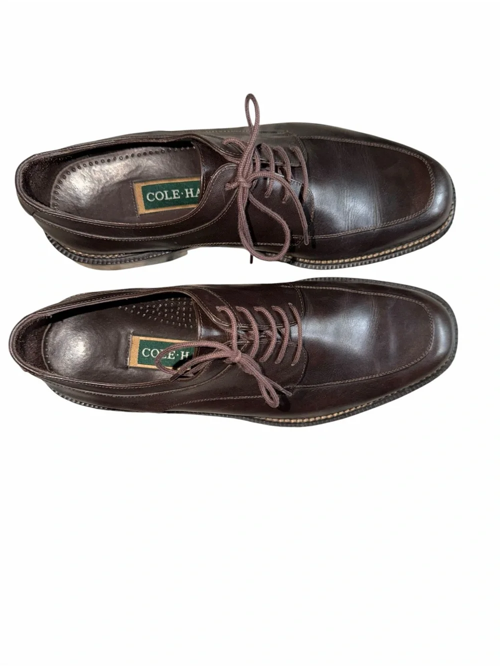 Cole Haan Derby Lace Up Apron Toe Brown Leather Dress Shoes Men's US 9D Academia